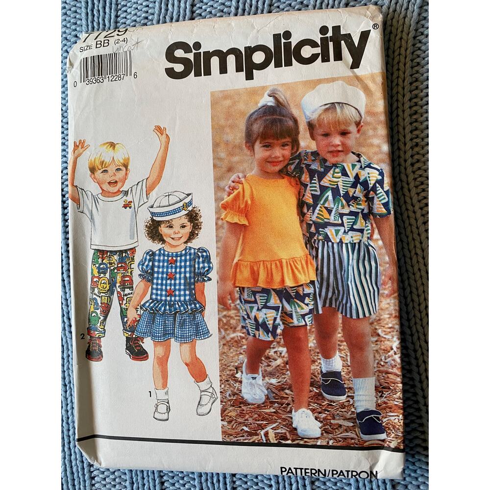 Simplicity Sewing pattern 7729 kids top skirt pants short